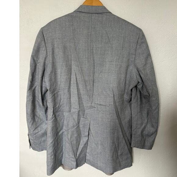 Brooks Brothers Jacket Silk and Linen Blazer 42L Blue Chambray Gray - Picture 2 of 5